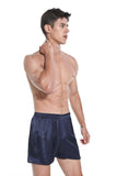MEN 100% Mulberry Silk Boxer Shorts - Navy Blue
