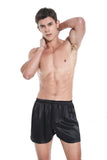 MEN 100% Mulberry Silk Boxer Shorts - Black