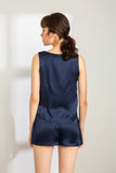 100% Mulberry Silk Pajama Set - Tank and Shorts - 6 Colors Navy Blue,Black,Pink,Mint Green,Ivory,Emerald