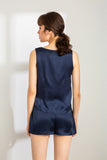 Womens 100% Mulberry Silk Shorts - Navy Blue