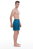 100% Mulberry Silk Boxer Shorts for Men - Peacock Blue