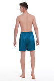 100% Mulberry Silk Boxer Shorts for Men - Peacock Blue