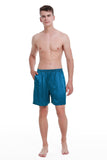 100% Mulberry Silk Boxer Shorts for Men - Peacock Blue