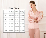 19mm Women 100% Mulberry Long Sleeve Silk Pajama Set - 4 Colors Black, Pink, Navy Blue, Emerald