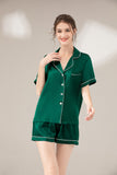 LEPTON 100% 19mm Short Sleeve Mulberry Silk Pajama Set - Emerald