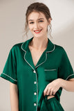 LEPTON 100% 19mm Short Sleeve Mulberry Silk Pajama Set - Emerald