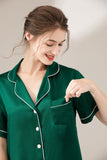 LEPTON 100% 19mm Short Sleeve Mulberry Silk Pajama Set - Emerald