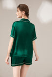 LEPTON 100% 19mm Short Sleeve Mulberry Silk Pajama Set - Emerald