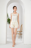 100% Mulberry Silk Pajama Set - Tank and Shorts - Ivory