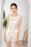 100% Mulberry Silk Pajama Set - Tank and Shorts - Ivory