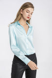 100% Mulberry Silk Blouse with Gift Box-Light Blue