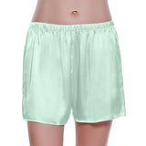 Womens 100% Mulberry Silk Shorts - Mint Green