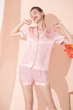 LEPTON 100% 19mm Short Sleeve Mulberry Silk Pajama Set - Pink (Please Order a Big Size)