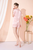 LEPTON 100% 19mm Short Sleeve Mulberry Silk Pajama Set - Pink (Please Order a Big Size)