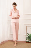19mm Women 100% Mulberry Long Sleeve Silk Pajama Set - Pink