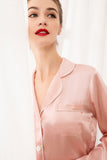 19mm Women 100% Mulberry Long Sleeve Silk Pajama Set - Pink