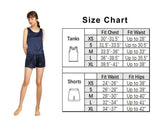 100% Mulberry Silk Pajama Set - Tank and Shorts - 6 Colors Navy Blue,Black,Pink,Mint Green,Ivory,Emerald