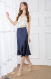 100% Mulberry Silk Skirt - Navy Blue