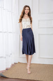 100% Mulberry Silk Skirt - Navy Blue