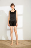 100% Mulberry Silk Tank (Tank only, Shorts not included) - Black