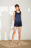 100% Mulberry Silk Tank (Tank only, Shorts not included) - Navy Blue
