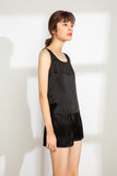 100% Mulberry Silk Tank (Tank only, Shorts not included) - Black